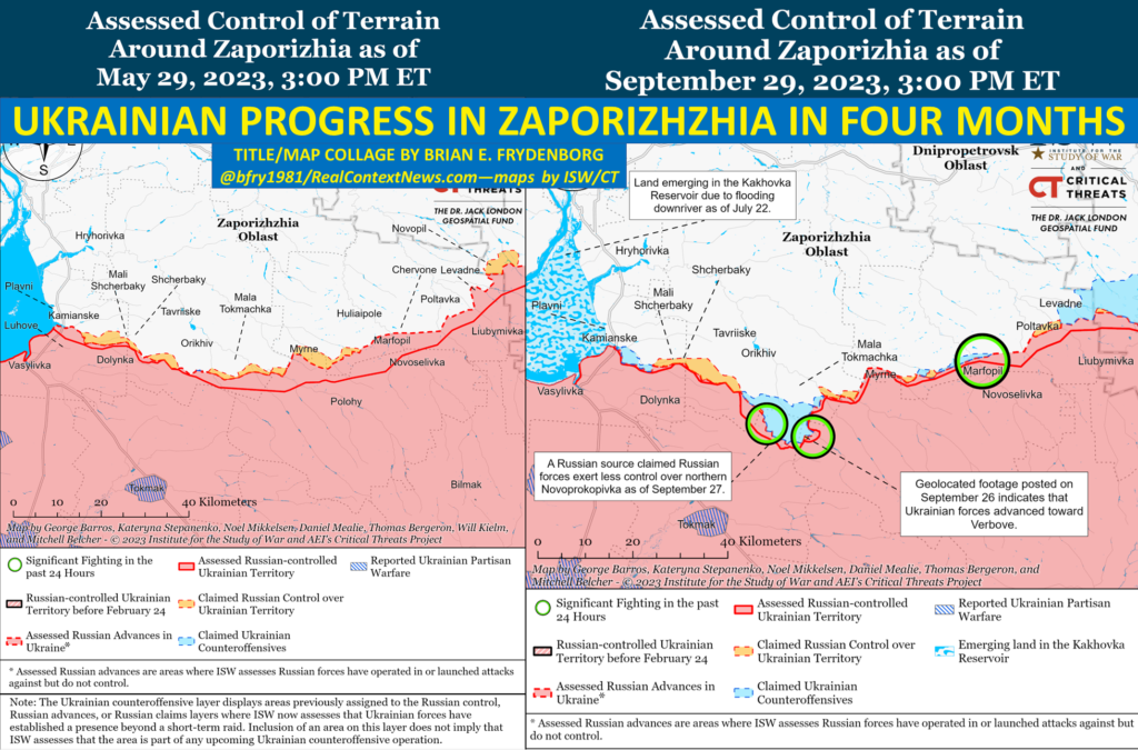 Zaporizhzhia June-Sept ISW maps